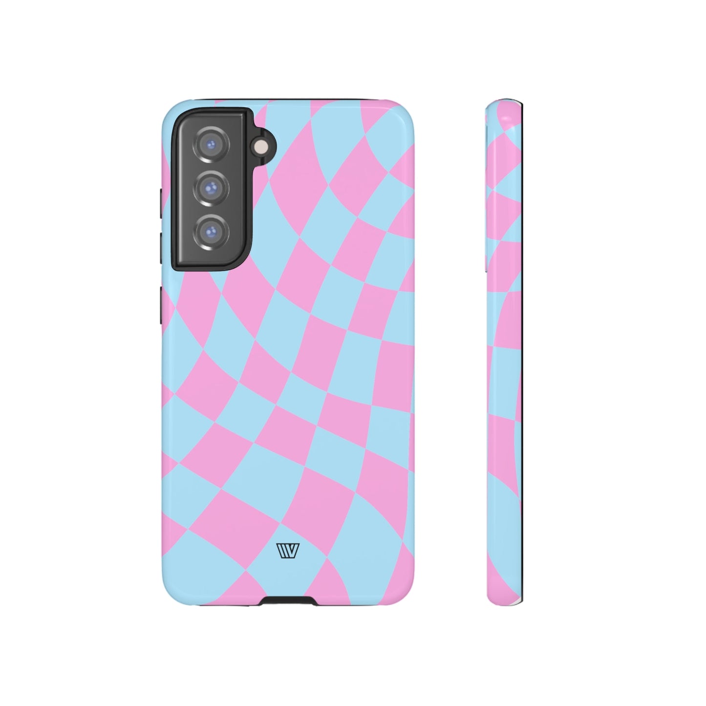 BLUE PINK CURVY CHECKERBOARD | Tough Phone Case