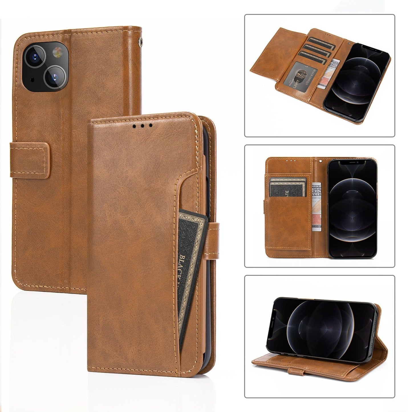 Indy Series Vegan Leather Wallet Case with Kickstand for iPhone 14 & 13 - Eco-Friendly Protection