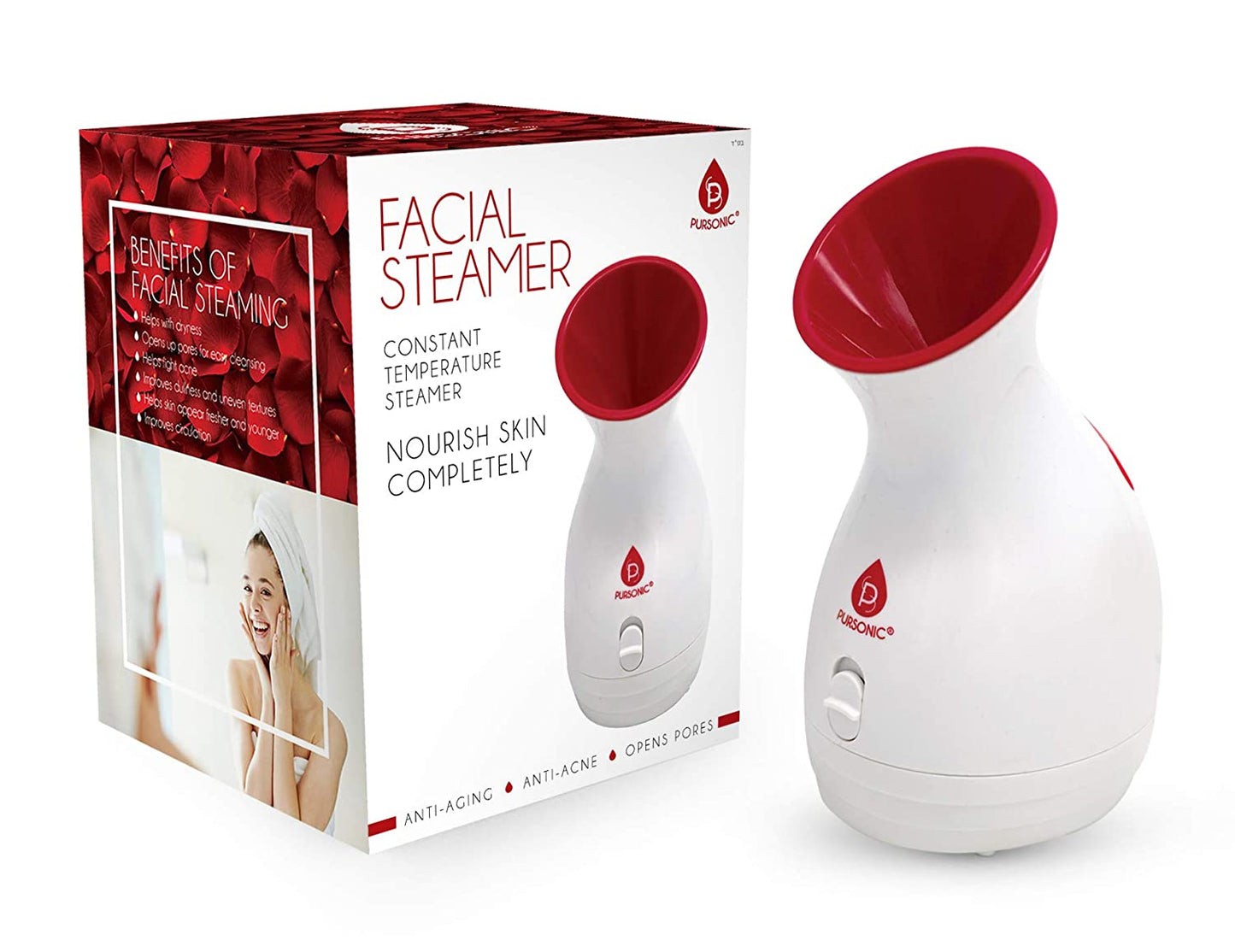 Pursonic Hot Mist Facial Steamer: Unclogs Pores, Hydrates Skin, Fights Acne, Youthful Glow