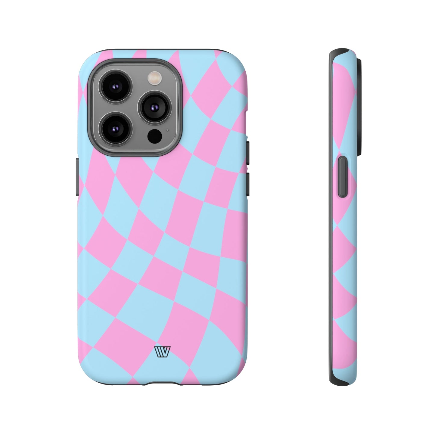 BLUE PINK CURVY CHECKERBOARD | Tough Phone Case