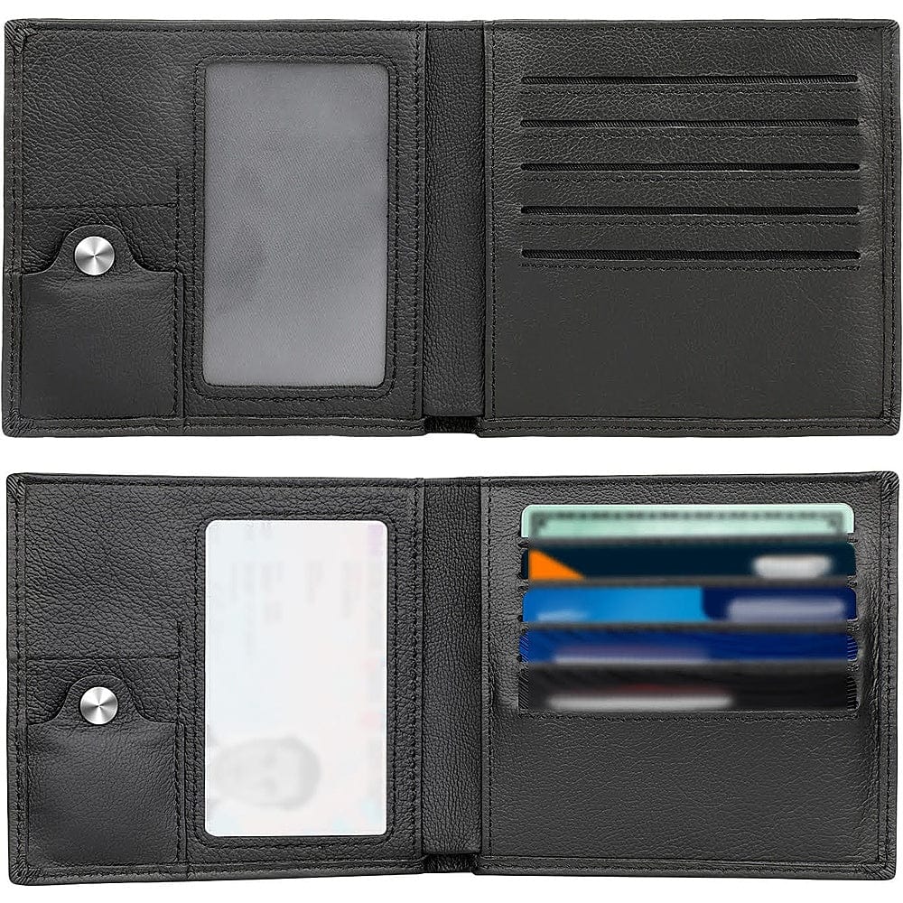 Black Genuine Leather Wallet Case - Apple AirTag