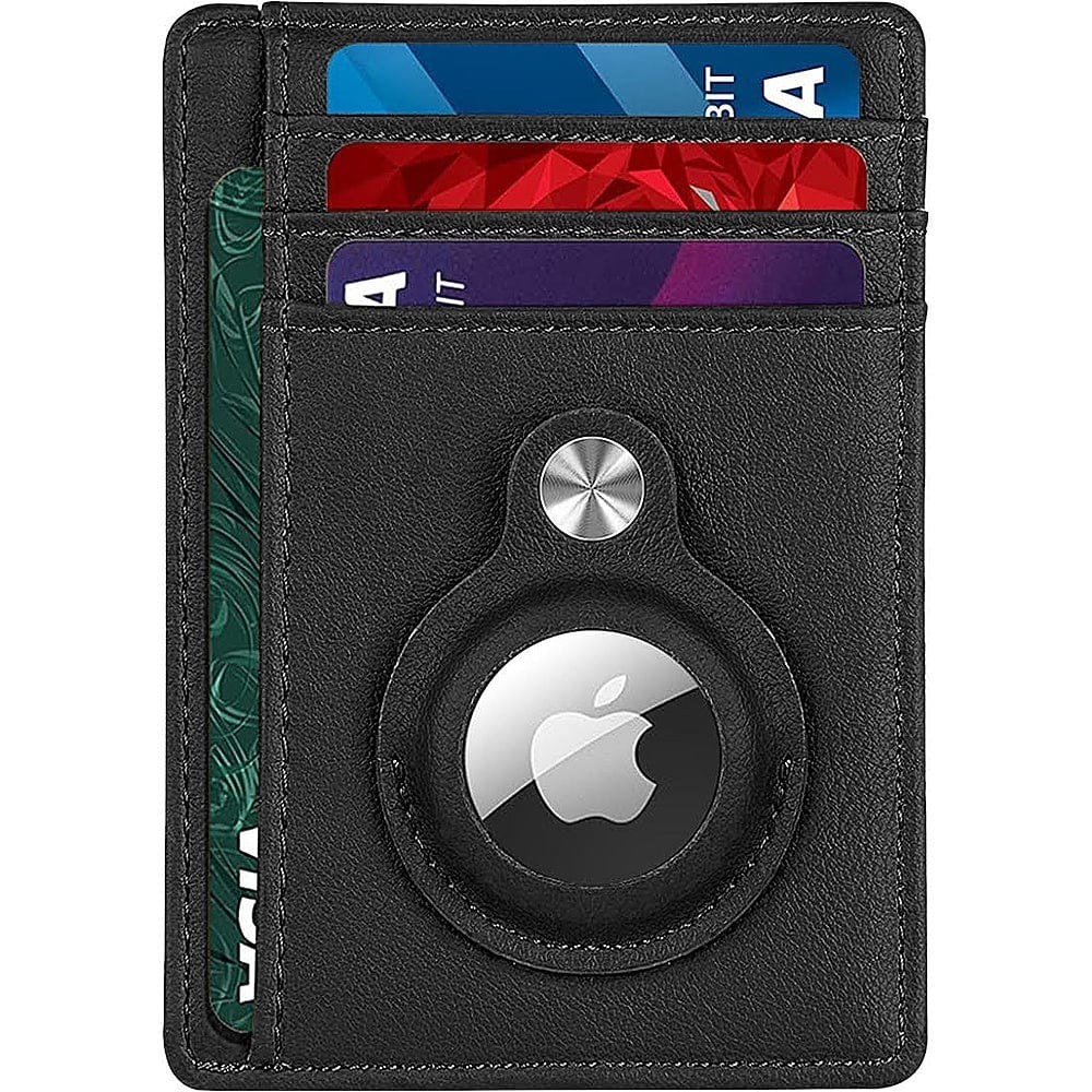 Genuine Leather Wallet Case With AirTag Compatibility - Slim Design, 3 Card Slots & Cash Slot