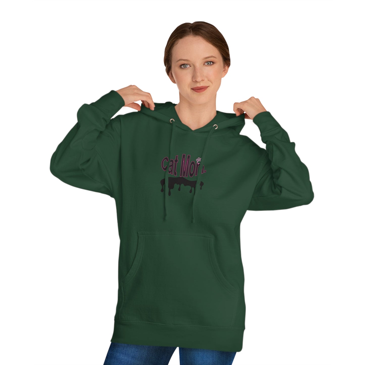 Unisex Cat Mom Hooded Sweatshirt - Cozy 80% Cotton Blend with Durable Metal Eyelets