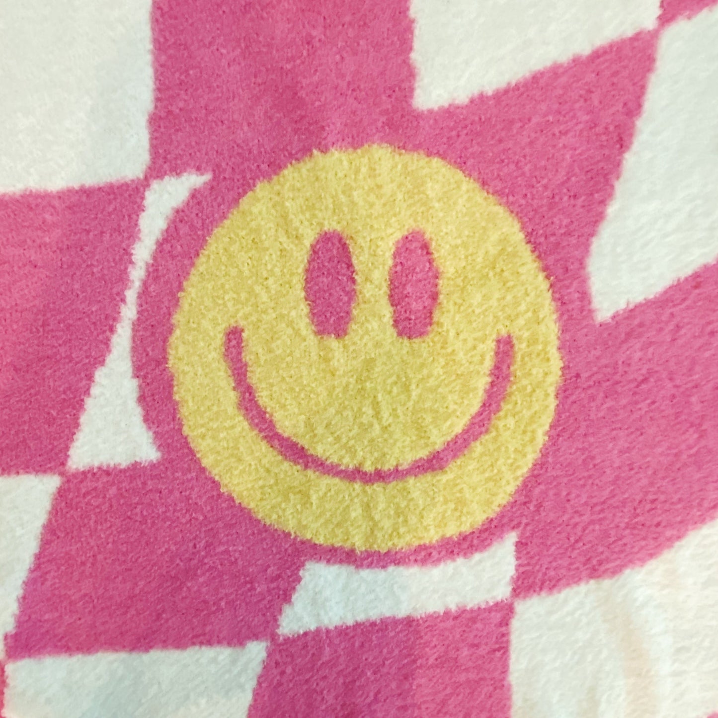 Cozy Wavy Check Butter Soft Throw Blanket - 50" x 60" Cloud-Soft Design with Happy Face