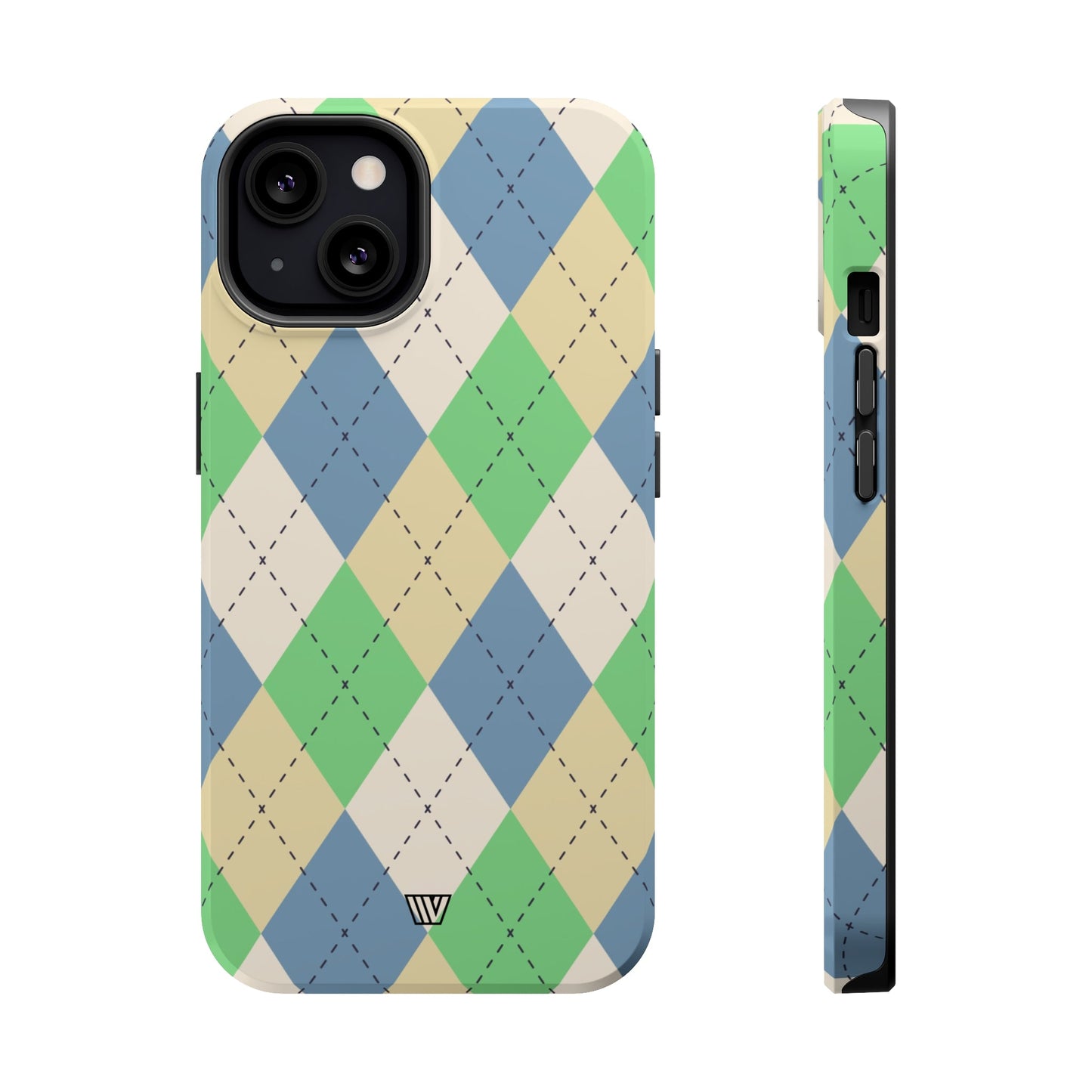 GREEN BLUE BEIGE ARGYLE | MagSafe Tough iPhone Case