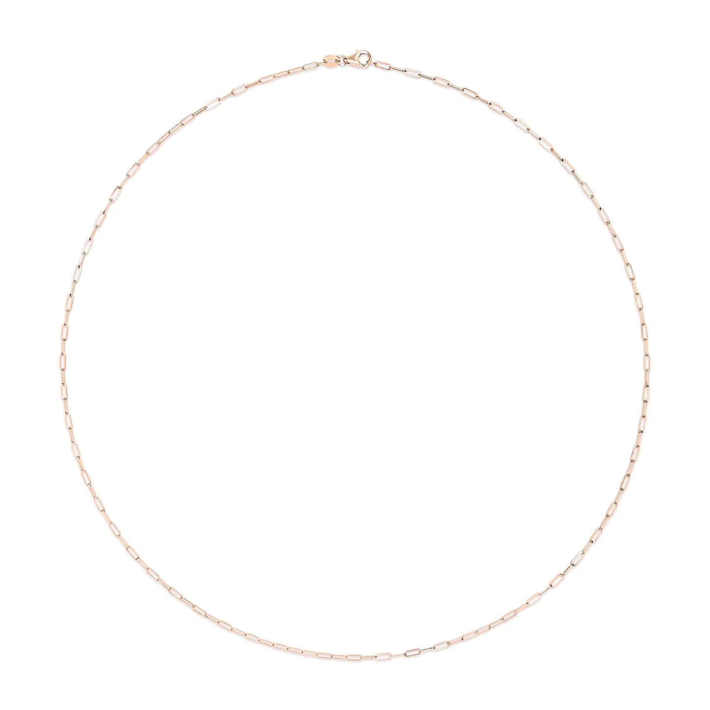 Unisex Solid 14K Gold 1.5mm Paperclip Chain Necklace - Choice of Length and Metal Color