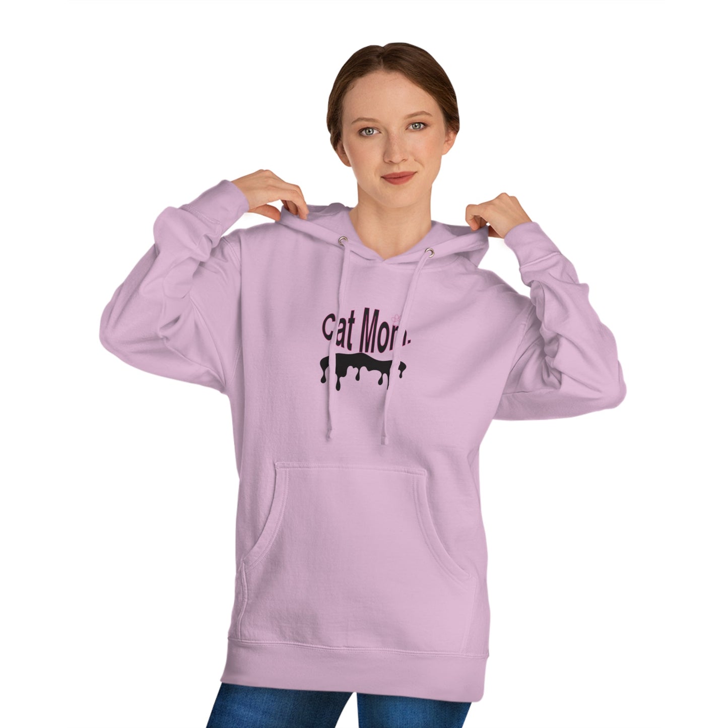 Unisex Cat Mom Hooded Sweatshirt - Cozy 80% Cotton Blend with Durable Metal Eyelets