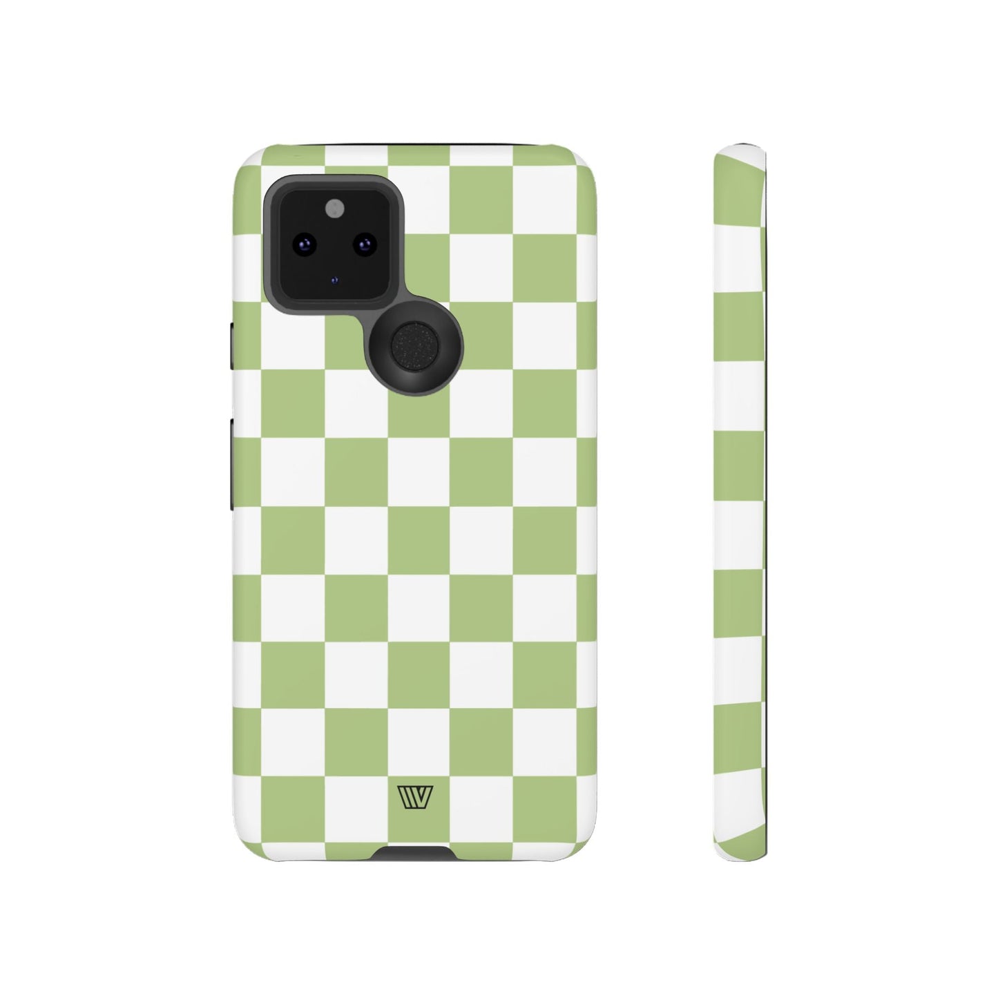 PALE OLIVE WHITE CHECKERBOARD | Tough Phone Case