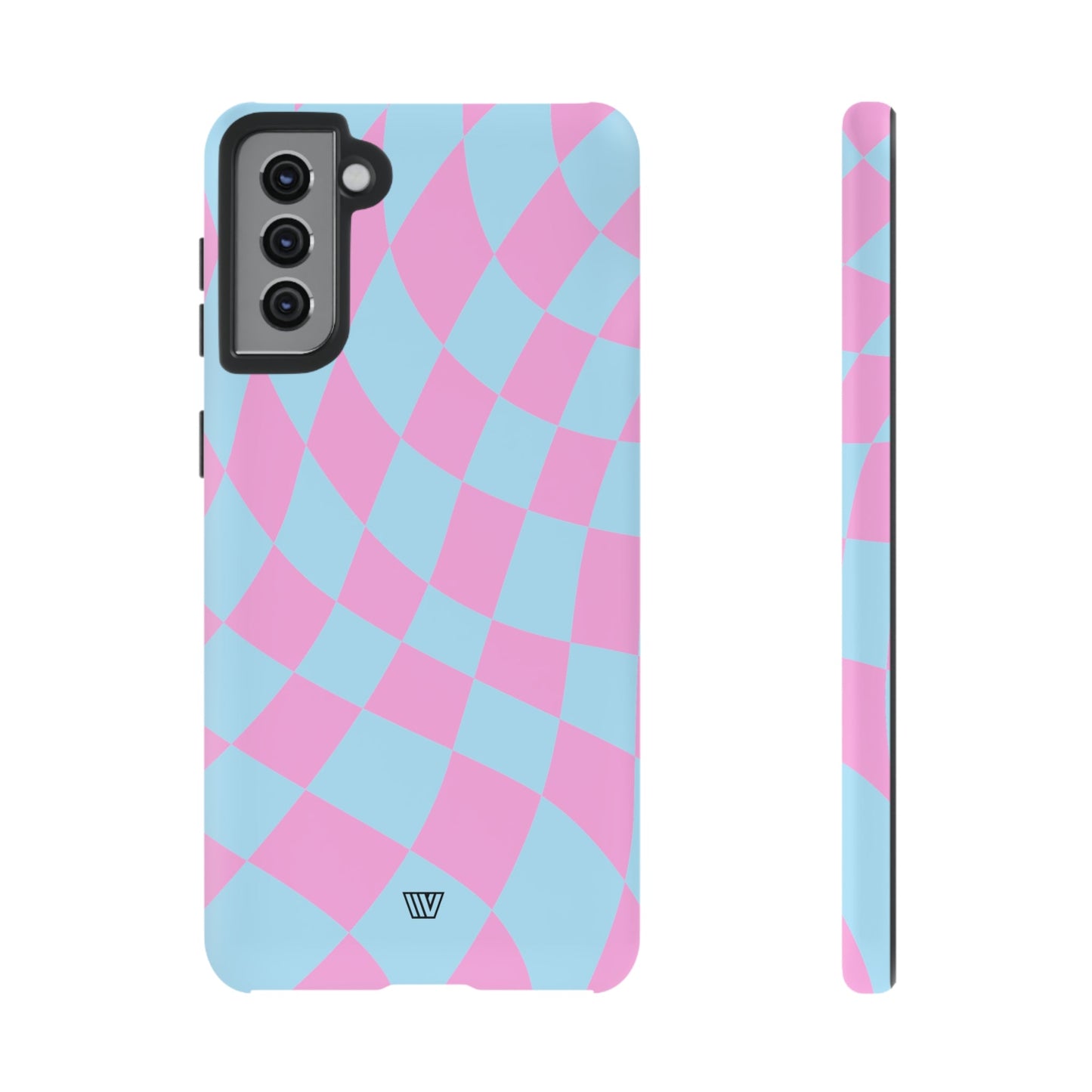 BLUE PINK CURVY CHECKERBOARD | Tough Phone Case