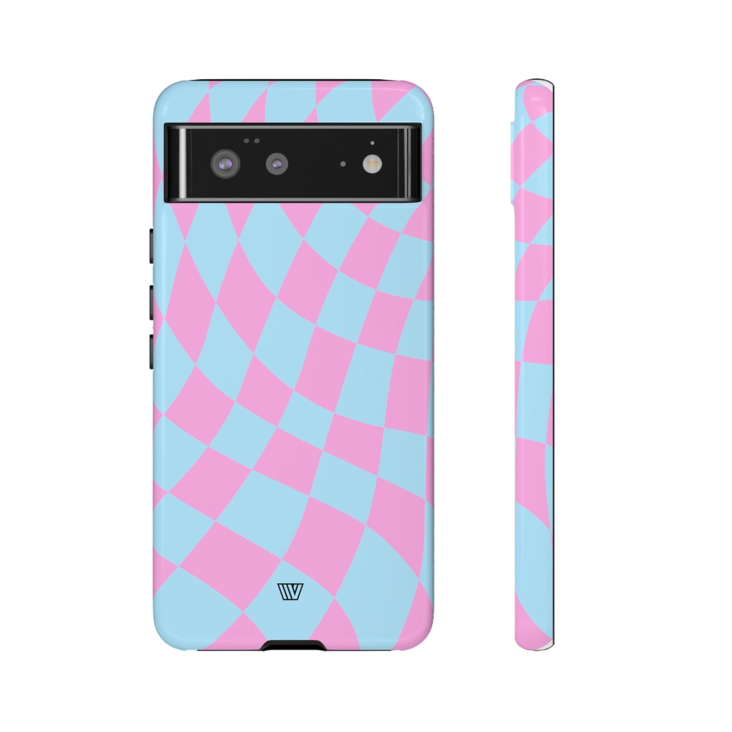 BLUE PINK CURVY CHECKERBOARD | Tough Phone Case