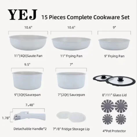 15-Piece Non-Stick Medical Stone Pan Set. Durable & versatile!