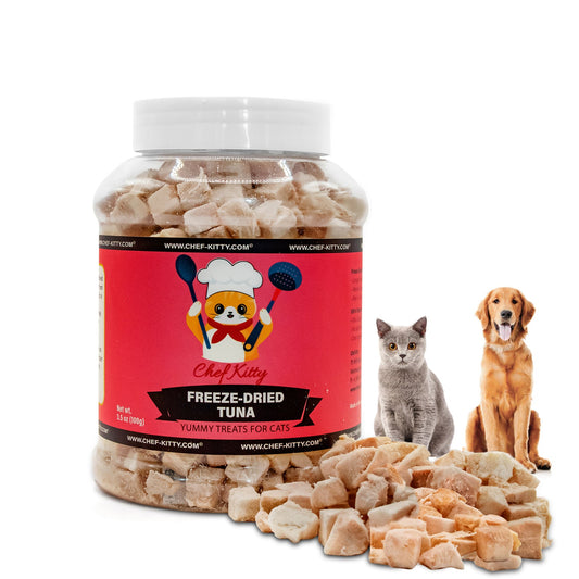 Freeze Dried Tuna Cat & Dog Treats - Made from 100% Wild Caught Tuna - Only 1 Ingredient - Healthy, Tasty, Dry Food for Indoor Cats, Kittens, Dogs - Inspected & Tested in the USA - Tuna (1.75oz-7.4oz)