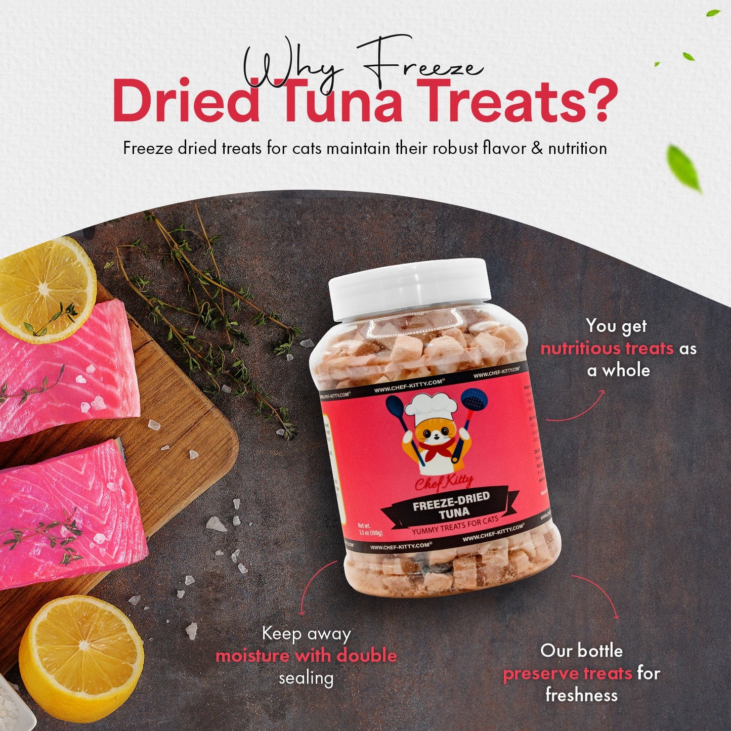 Freeze Dried Tuna Cat & Dog Treats - Made from 100% Wild Caught Tuna - Only 1 Ingredient - Healthy, Tasty, Dry Food for Indoor Cats, Kittens, Dogs - Inspected & Tested in the USA - Tuna (1.75oz-7.4oz)