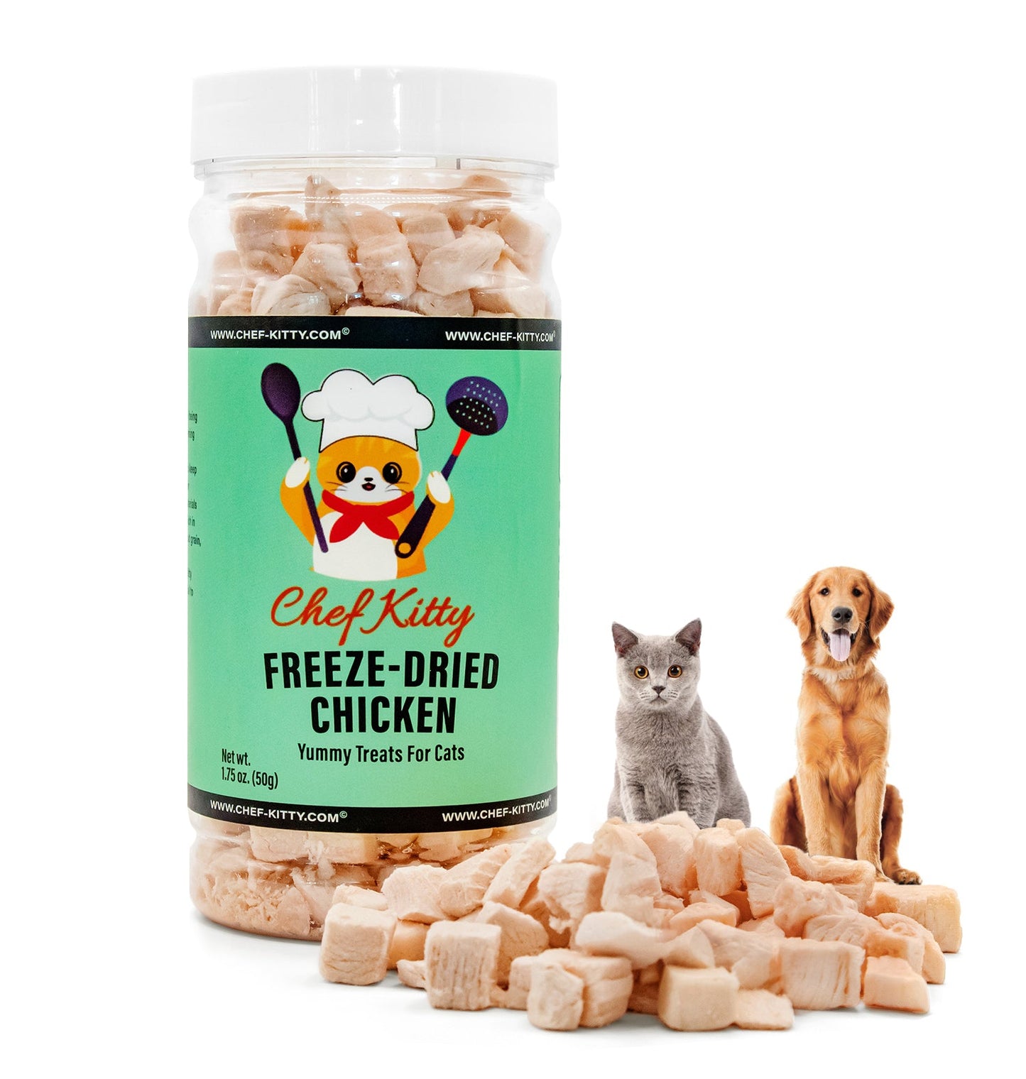 Freeze Dried Chicken Cat & Dog Treats - Made from 100% Human Grade Chicken Breast - Only 1 Ingredient - Healthy, Tasty, Dry Food for Indoor Cats, Kittens, Dogs - Inspected & Tested in the USA - (1.75oz-7.7oz)