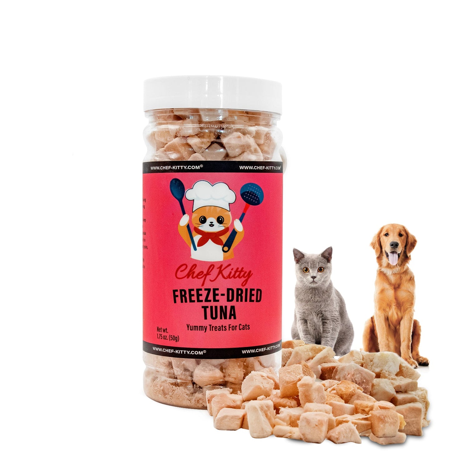 Freeze Dried Tuna Cat & Dog Treats - Made from 100% Wild Caught Tuna - Only 1 Ingredient - Healthy, Tasty, Dry Food for Indoor Cats, Kittens, Dogs - Inspected & Tested in the USA - Tuna (1.75oz-7.4oz)