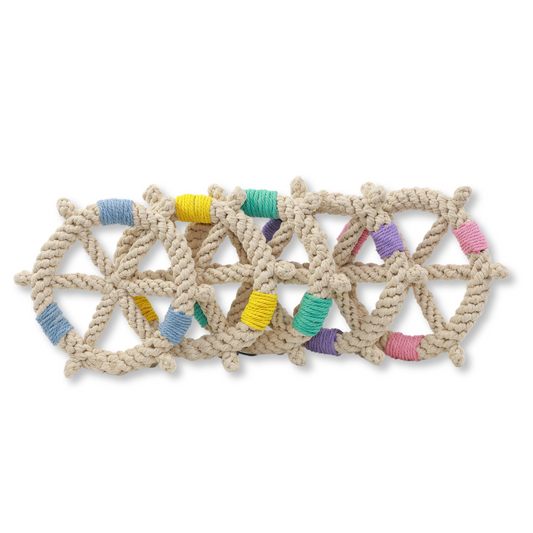 Eco-Friendly Nautical Rope Color Wheel Dog Toy - 7 Inch, Lilac & Blue, Sustainable Play