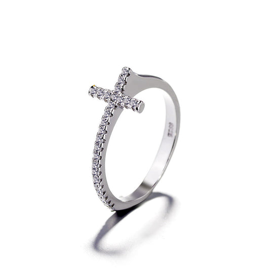 Sterling Silver Swarovski Cross Ring