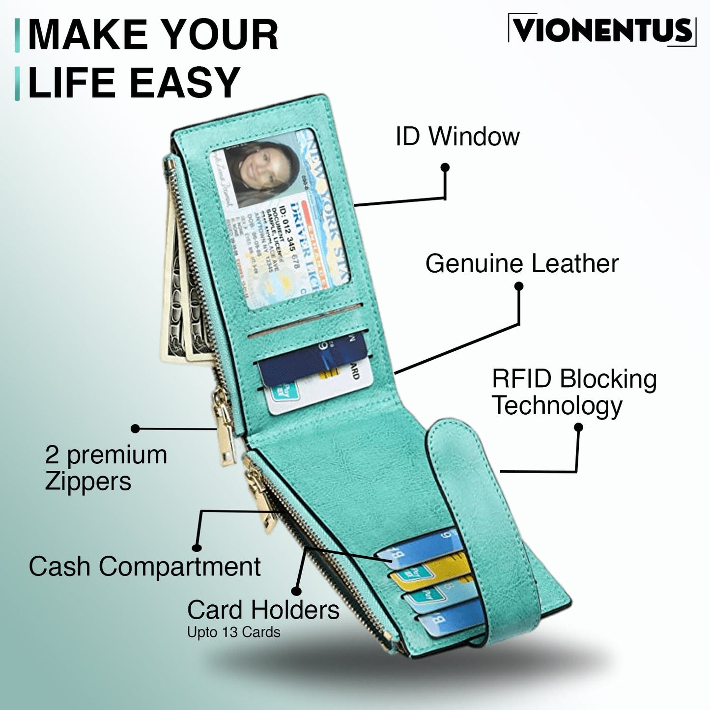 Women's AirTag Wallet : Deluxe Smart VN300