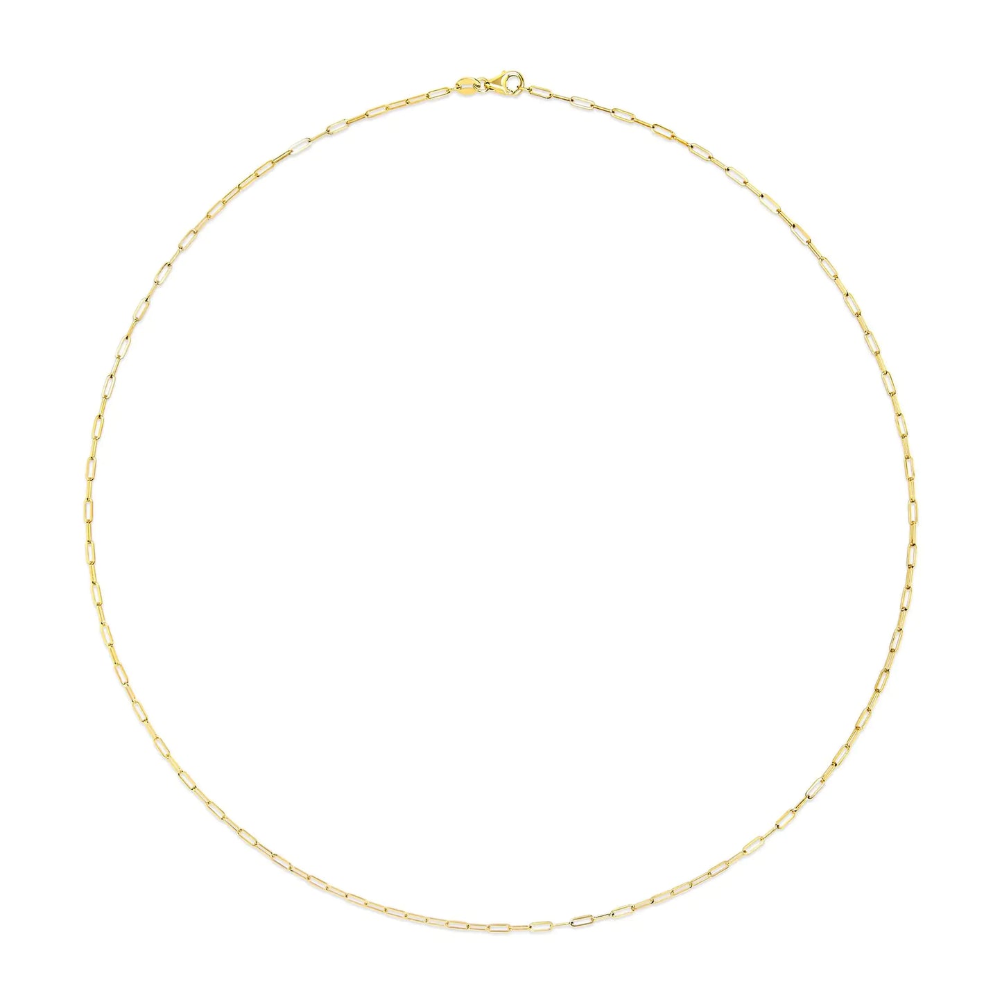 Unisex Solid 14K Gold 1.5mm Paperclip Chain Necklace - Choice of Length and Metal Color