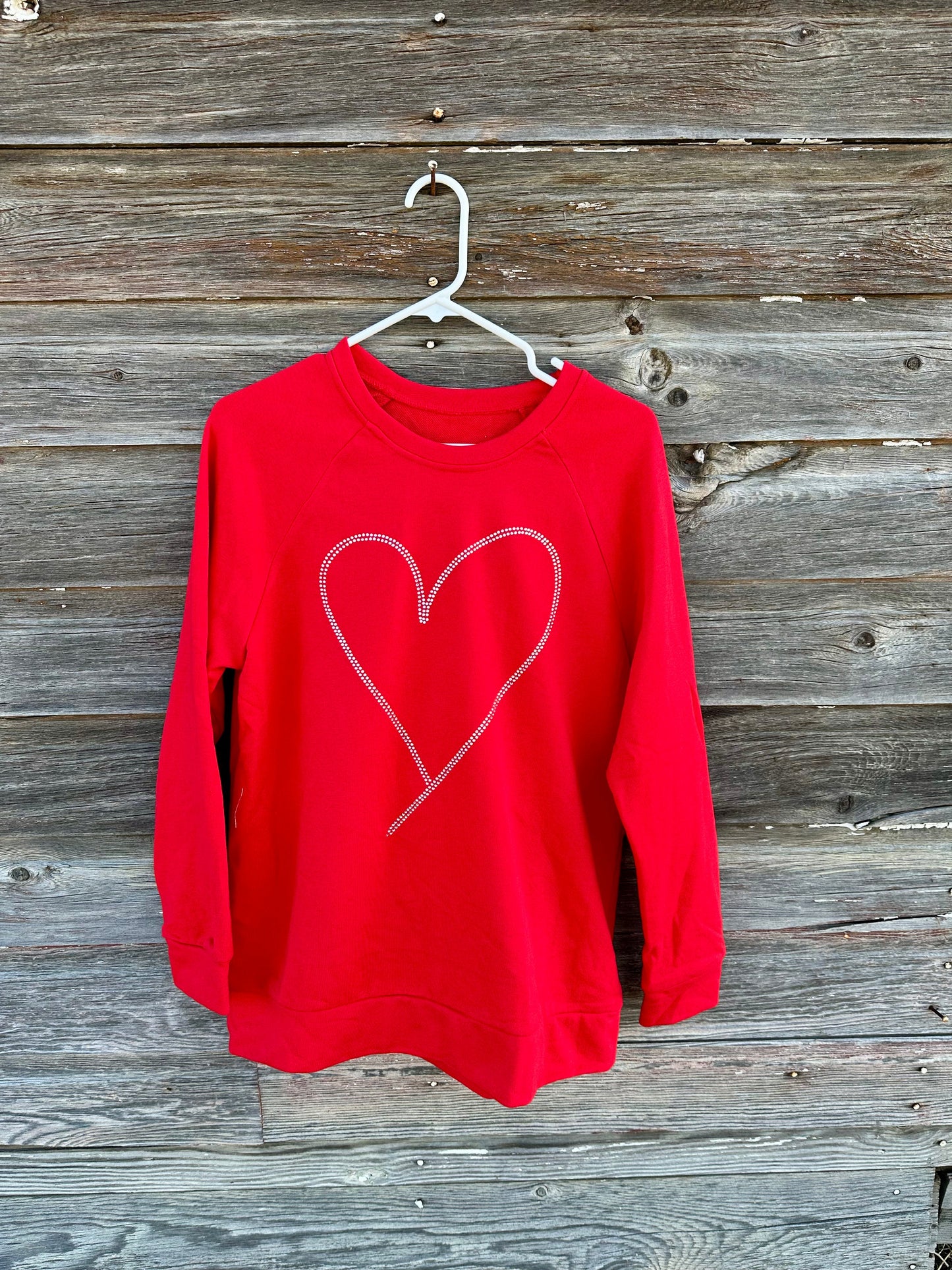 Rhinestone Heart Shaped Sweatshirt, Valentine's Day Sweatshirt