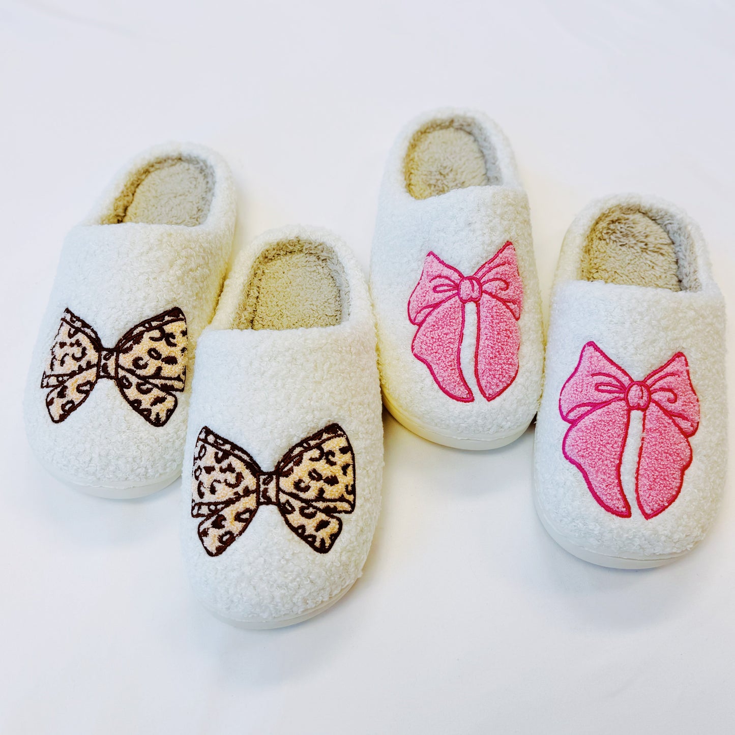 Pink Lounge Bow Cozy Slippers