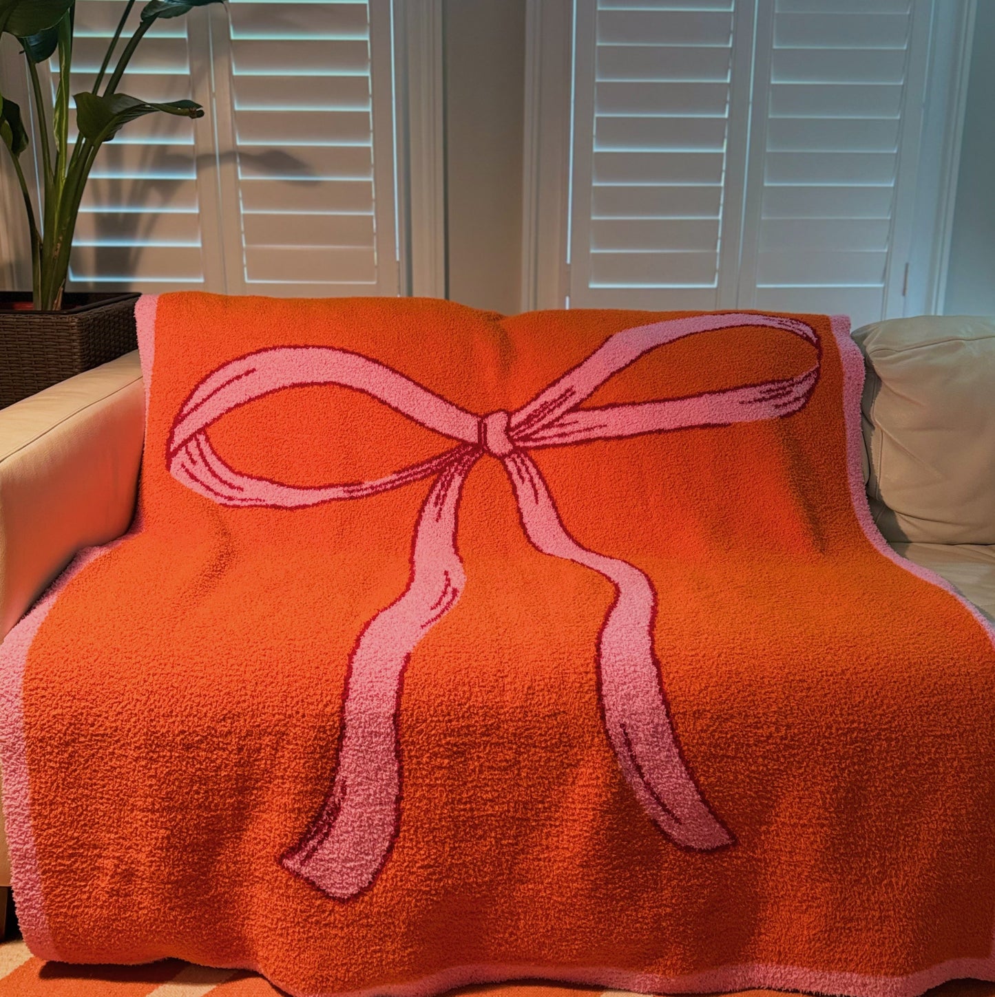 My Only Bow Cozy Blanket - Plush 50" x 60" Design, 98% Polyester, Machine Washable