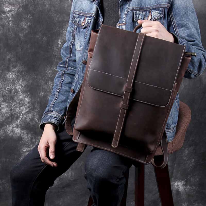 Gosta Vintage Leather Backpack for Men & Women - Handmade Crazy Horse Leather, Spacious & Unique