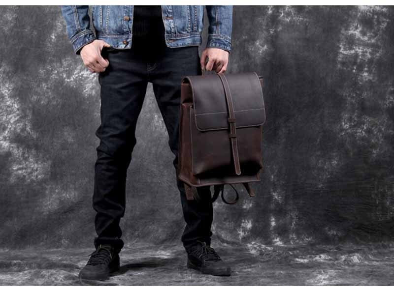 Gosta Vintage Leather Backpack for Men & Women - Handmade Crazy Horse Leather, Spacious & Unique