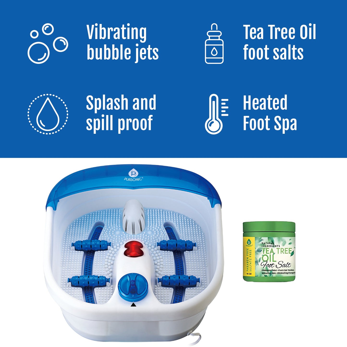 Pursonic HMG750 Heated Foot Spa Massager With Tea Tree Oil Foot Soak & Epsom Salt