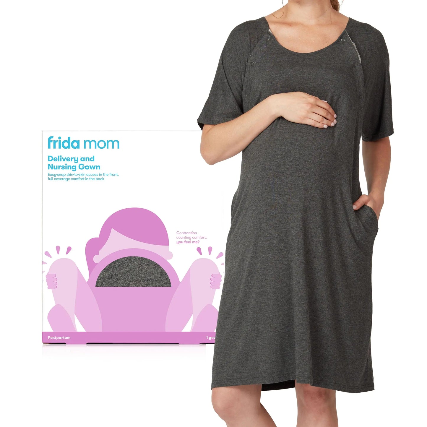 Frida Mom Hospital Maternity Gown with Easy Snaps