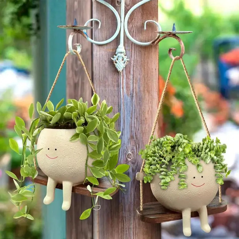 Swinging Face Planter Pot