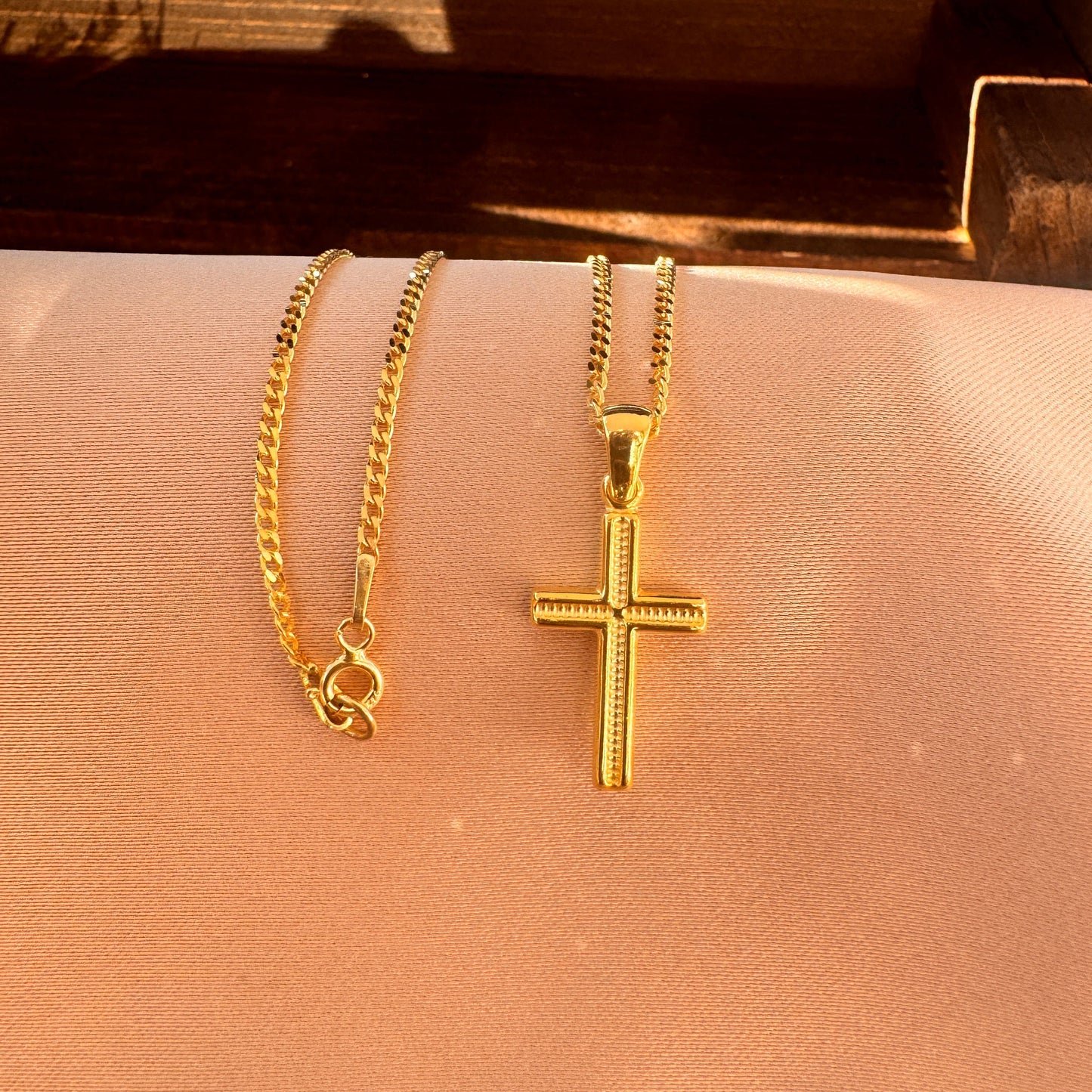 Cross Necklace Men Thick Cross Sideways Cross Necklace Christian Necklace Unique Cross Necklace Gift For Her Him Gold Plated Cross