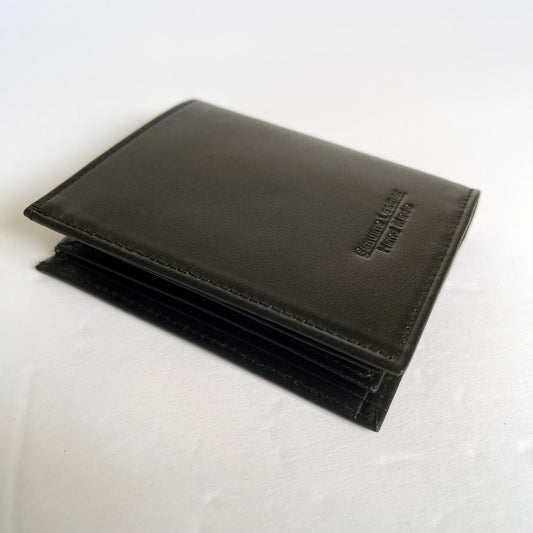 Elegant Handmade Genuine Leather Bifold Wallet - 12 Card Slots & 2 ID Pockets - Black