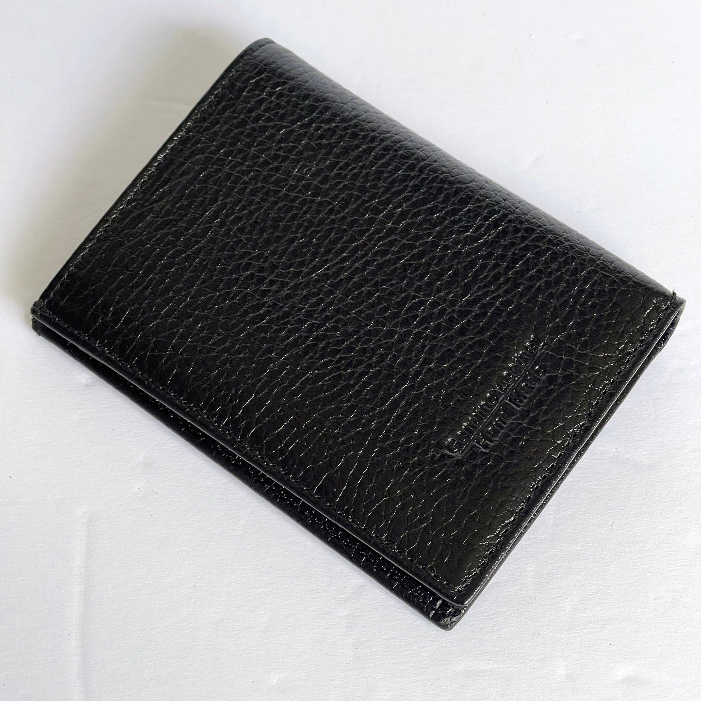 Handmade Black Real Leather Bifold Wallet for Men and Women with 10 Card Slots and ID Pocket