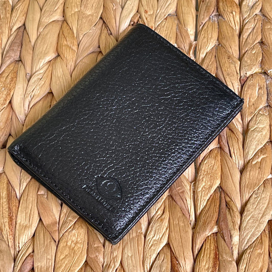 Handmade Black Real Leather Bifold Wallet for Men and Women with 10 Card Slots and ID Pocket