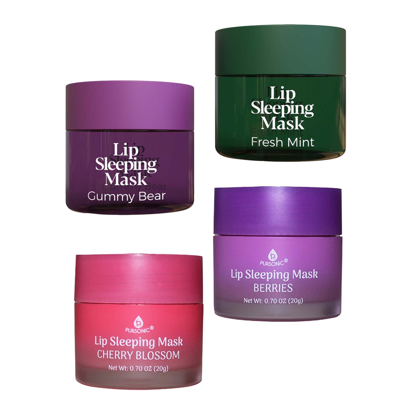 Lip Sleeping Mask Collection Bundle: Cherry Blossom & Berries + Gummy Bear & Fresh Mint