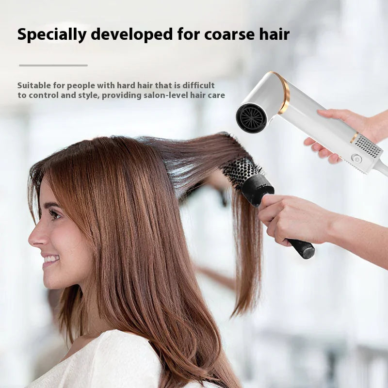 Hair dryer feature showing the release of plasma for hair care with a high-speed hair styling device.