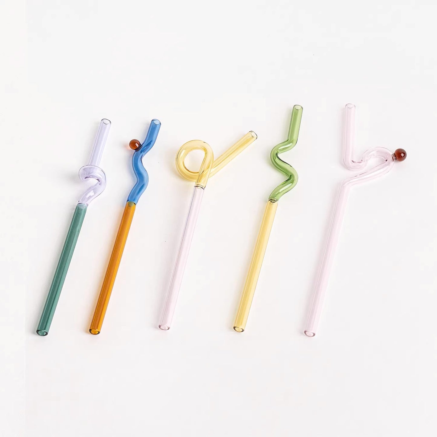 Curvy Glass Straw Set