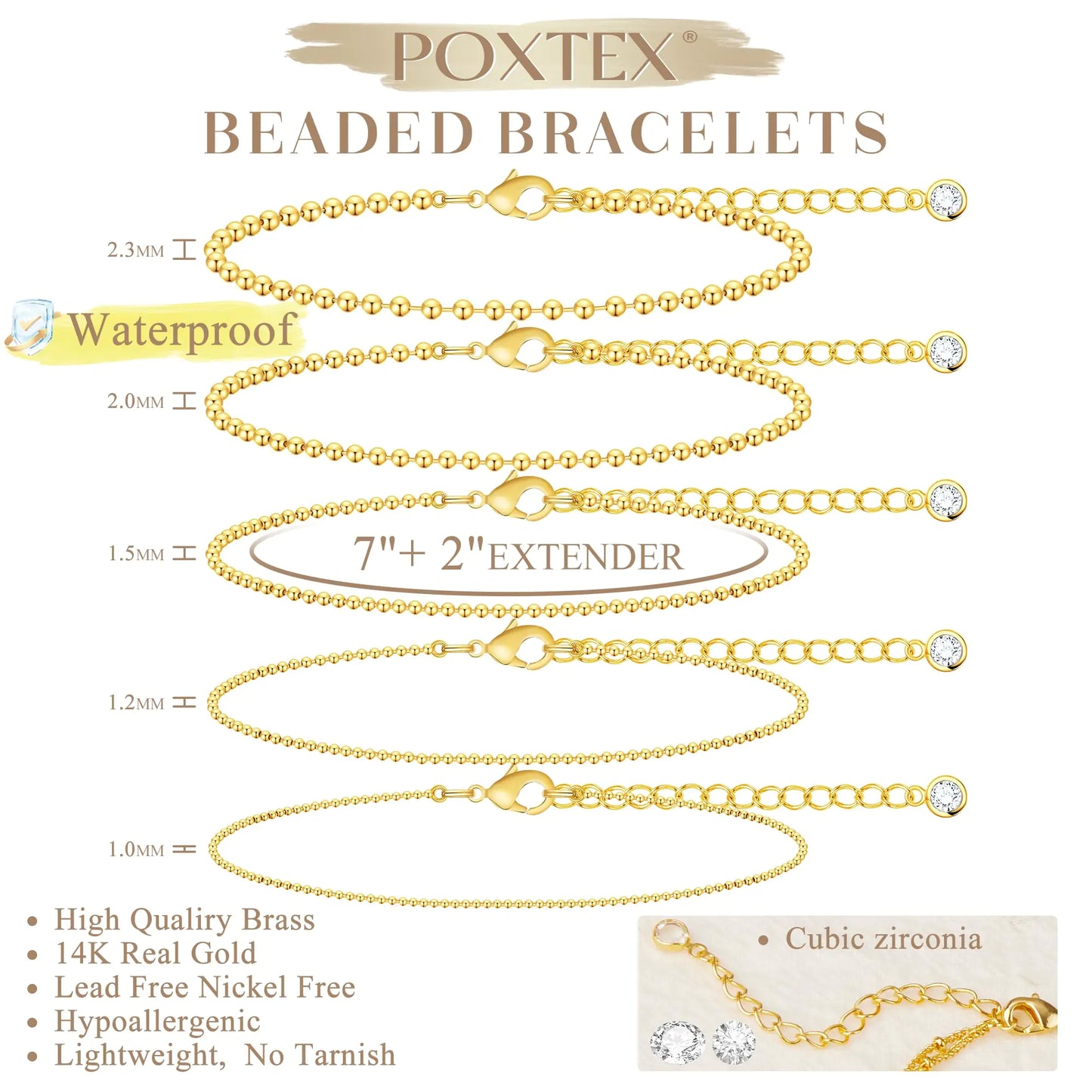 Chic Gold Bracelet Collection for Women - 5PC Beaded Set