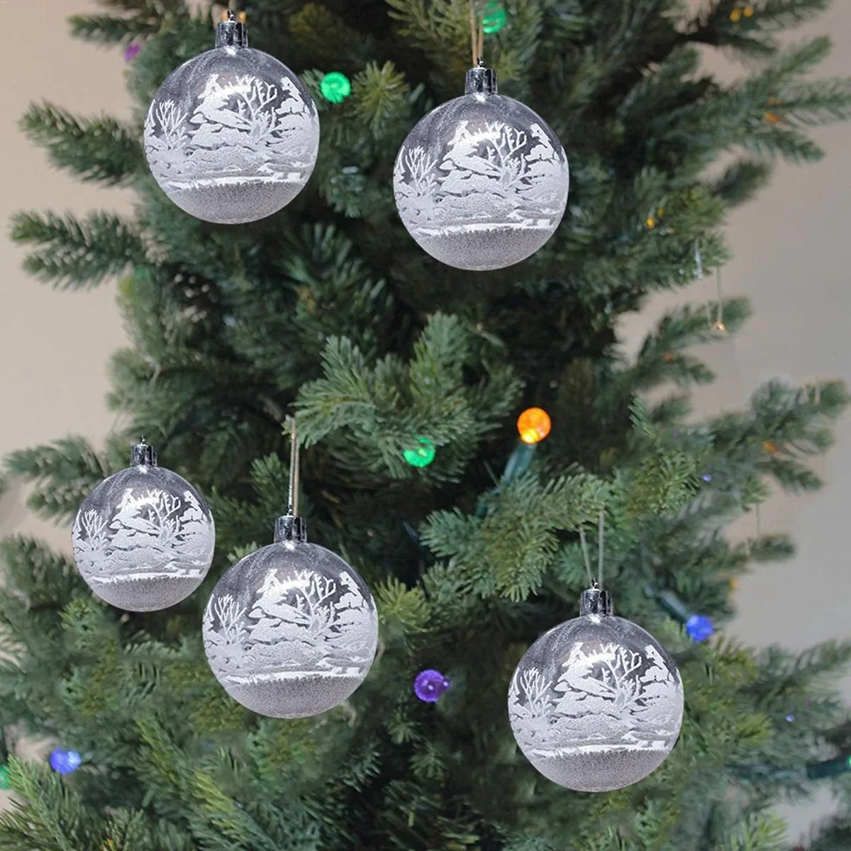 6 Piece Christmas Transparent Ball Pendant