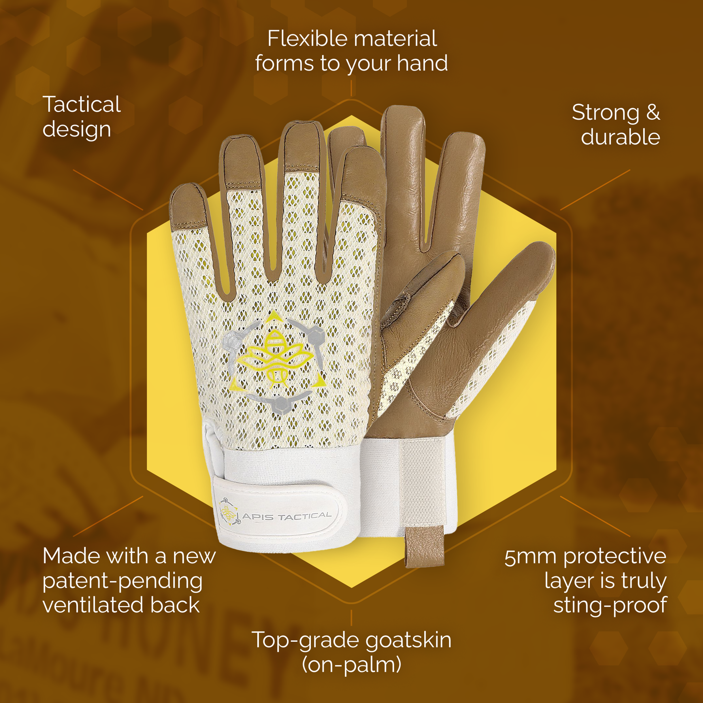 Apis Tactical Off-White PRO Beekeeping Gloves