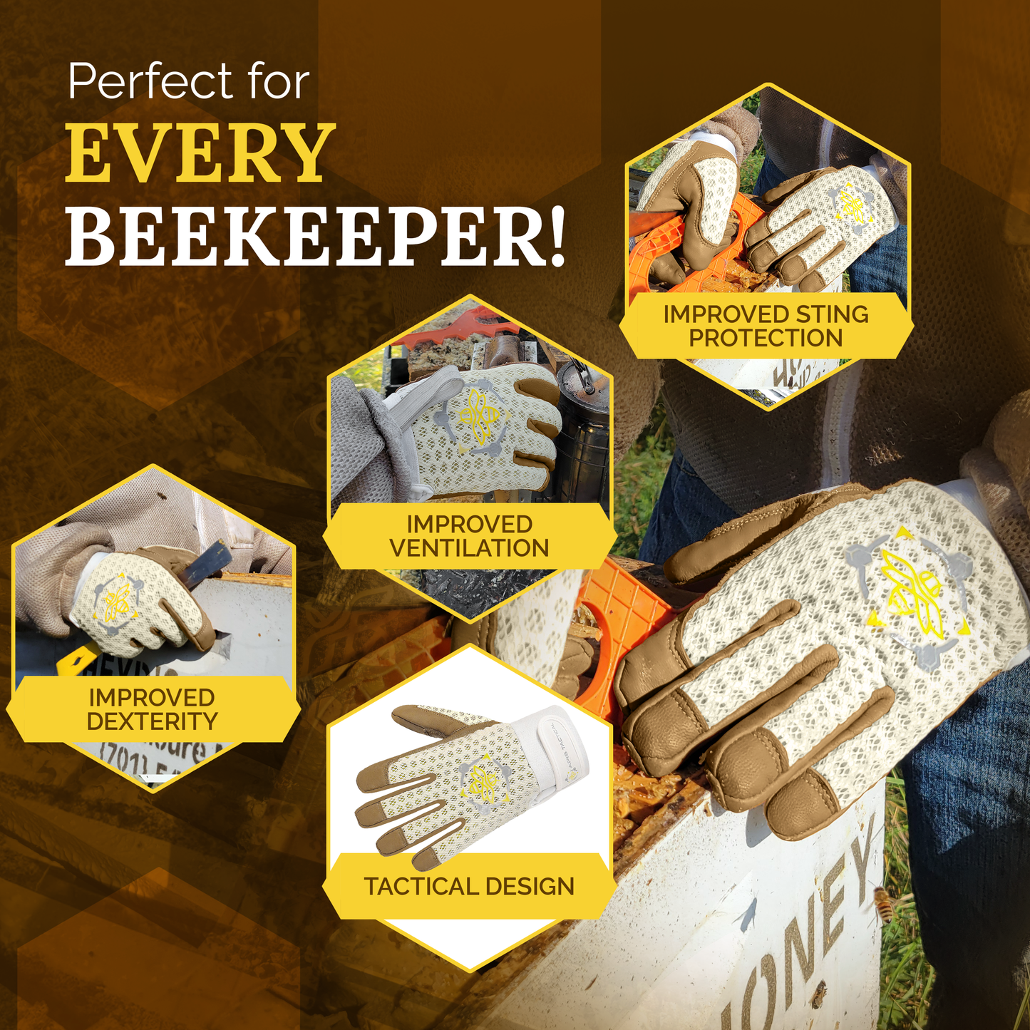 Apis Tactical Off-White PRO Beekeeping Gloves