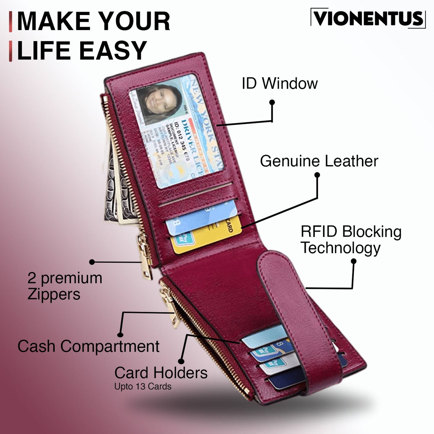 Women's AirTag Wallet : Deluxe Smart VN300