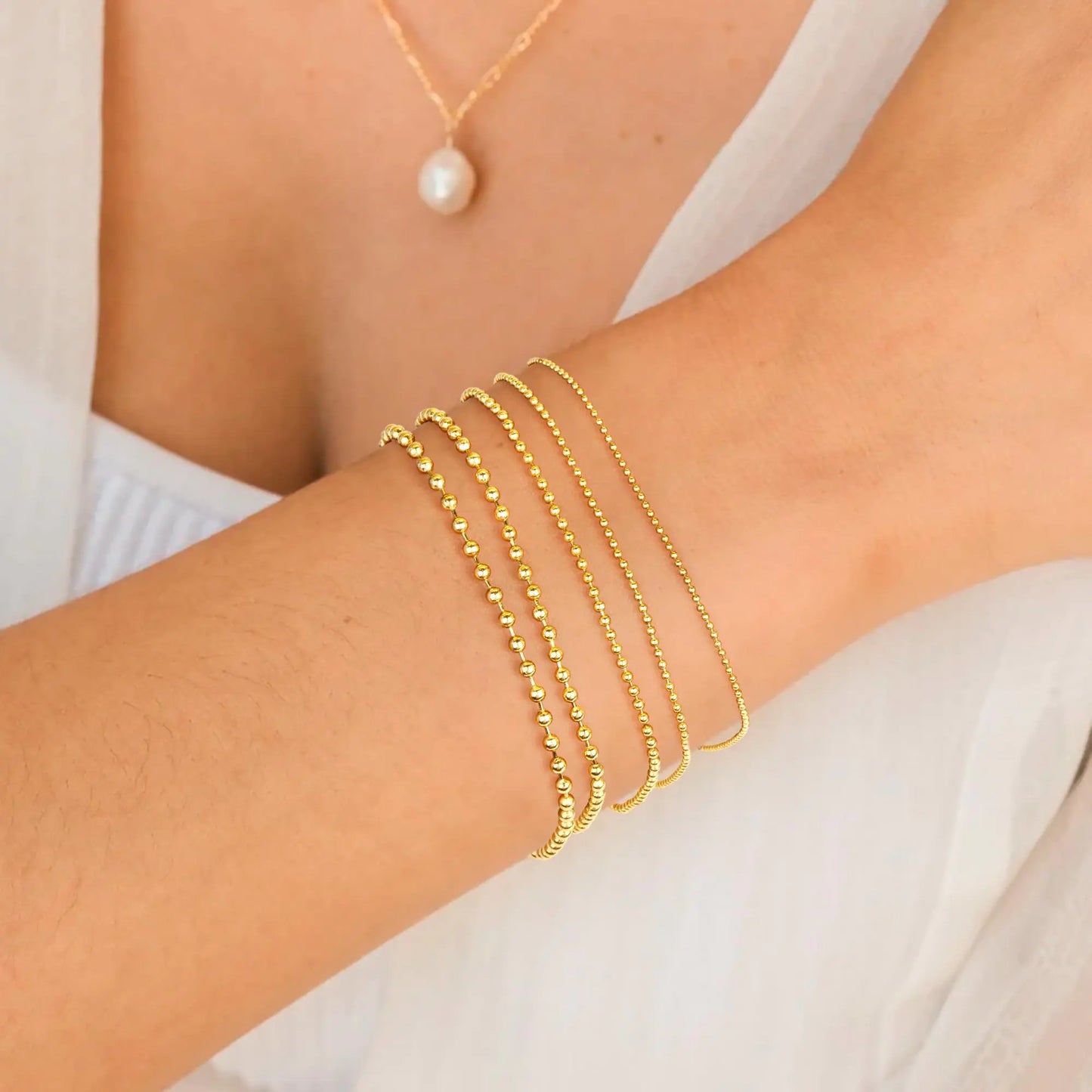 Chic Gold Bracelet Collection for Women - 5PC Beaded Set