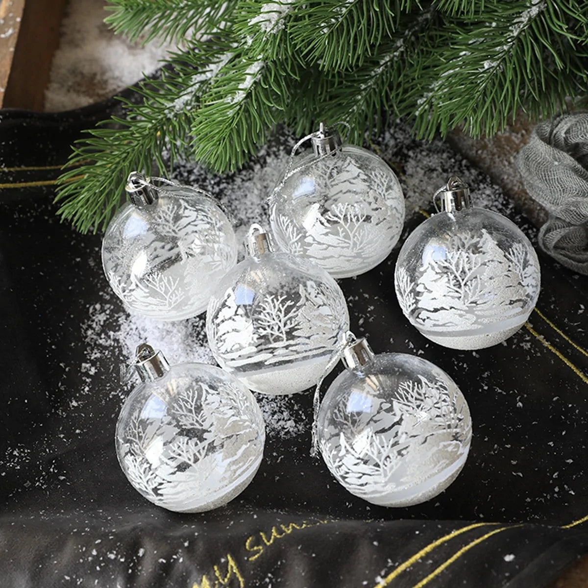 6 Piece Christmas Transparent Ball Pendant