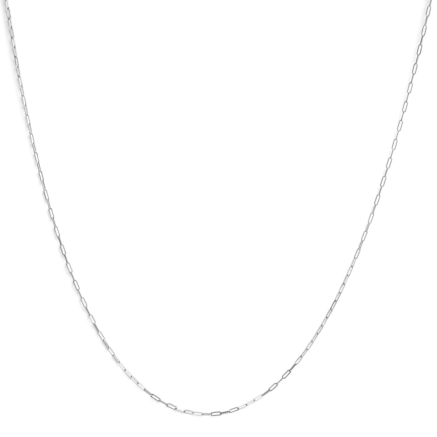 Unisex Solid 14K Gold 1.5mm Paperclip Chain Necklace - Choice of Length and Metal Color