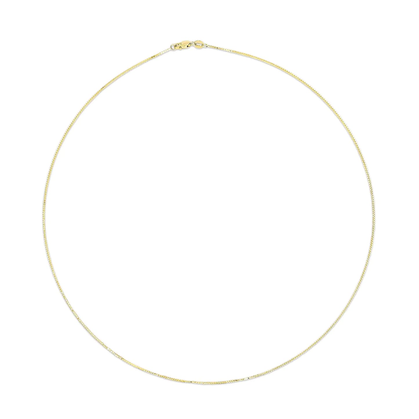 Unisex Solid 14K Gold 0.75mm Classic Box Chain Necklace