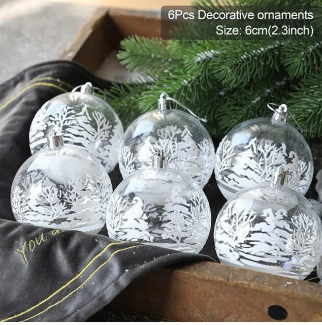 6 Piece Christmas Transparent Ball Pendant