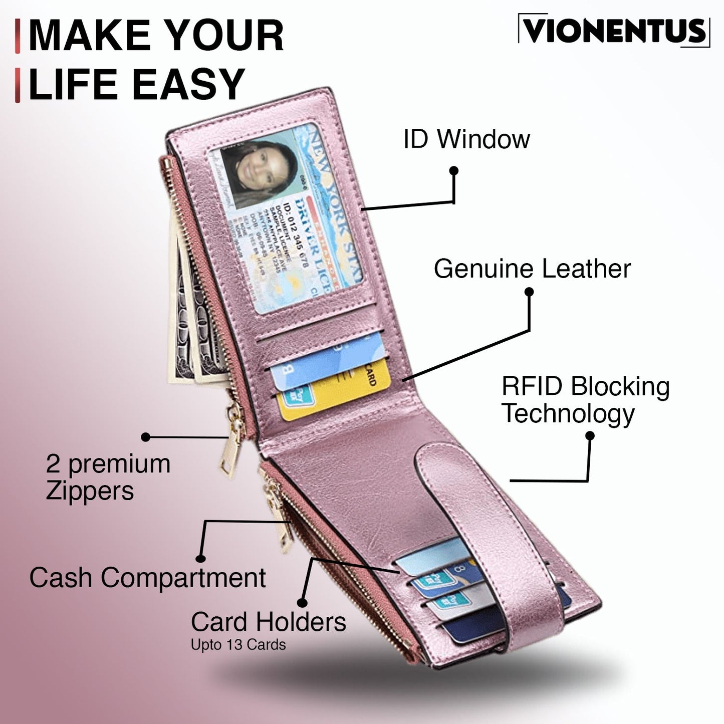 Women's AirTag Wallet : Deluxe Smart VN300