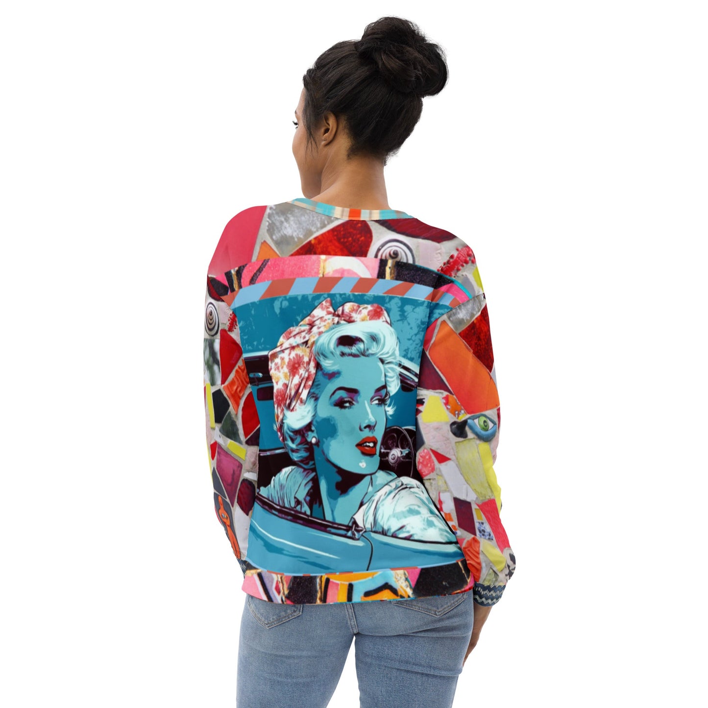 Girl on Blue Highway Retro Print Summer Weight Eco-Poly Unisex Sweatshirt